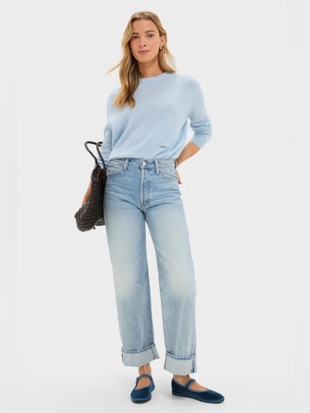 MOTHER The Dodger Button Hover Cuff Jeans in I Could Care Less - Picture 2 of 9